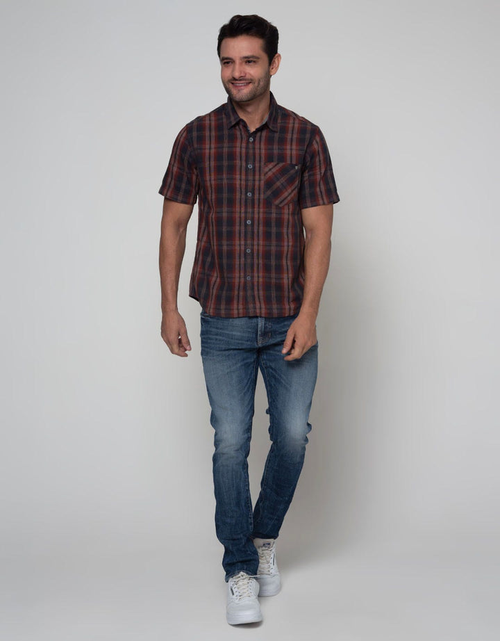 Watchout Jeans Shirt Plaid Short Sleeve