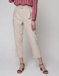 Connexion Hi Waist Paperbag Ankle Pants With Ramie Belt