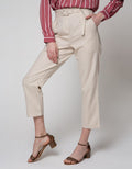 Connexion Hi Waist Paperbag Ankle Pants With Ramie Belt