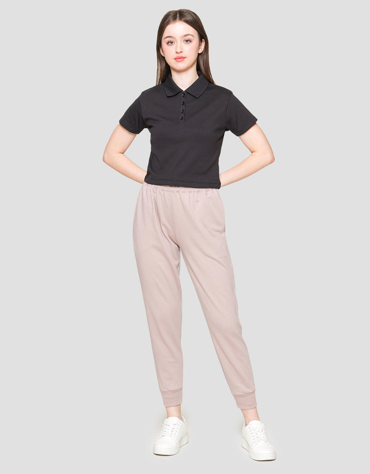 Nevada Rib Kaos Polo Lengan Pendek Wanita