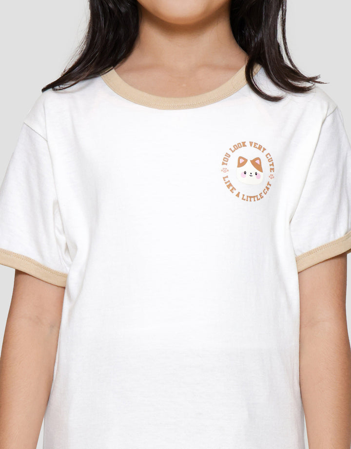 Little M Ringer Cat Head Kaos Anak Perempuan