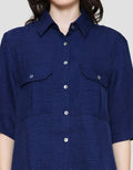 Connexion Linen Denim Pocket Kemeja Wanita