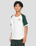 Nevada Raglan Stripe Shoulder With Front Print Boys Short Sleeve T-Shirt