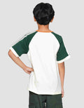 Nevada Raglan Stripe Shoulder With Front Print Boys Short Sleeve T-Shirt