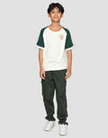 Nevada Raglan Stripe Shoulder With Front Print Boys Short Sleeve T-Shirt
