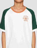 Nevada Raglan Stripe Shoulder With Front Print Boys Short Sleeve T-Shirt