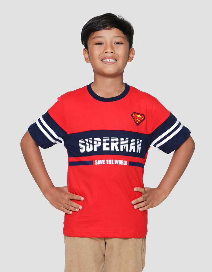 Character Superman Tulisan Cut Sew A Sup Kaos Anak Laki-laki