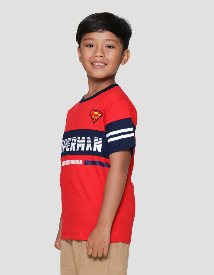 Character Superman Tulisan Cut Sew A Sup Kaos Anak Laki-laki