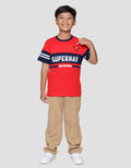 Character Superman Tulisan Cut Sew A Sup Kaos Anak Laki-laki