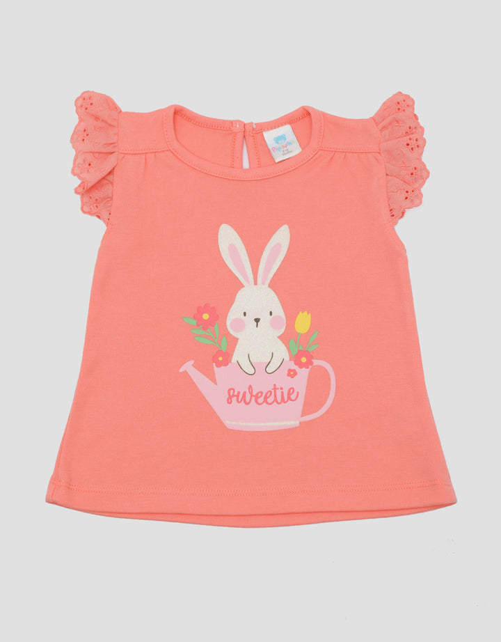 Pipiniko Fashion Bunny Kaos Lengan Pendek Anak Perempuan