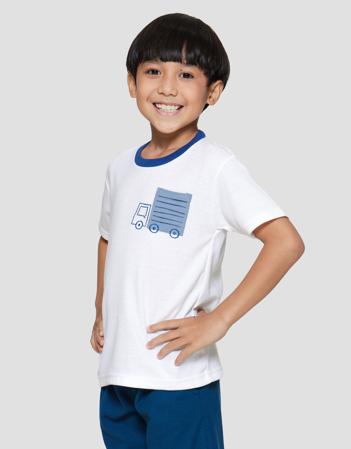 Little M Texture Waffle Kantong Farmlife Kaos Lengan Pendek Anak Laki-Laki