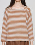 Connexion Stripe Square Neck Rib Women's Long Sleeve T-Shirt
