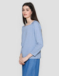 Connexion Stripe Square Neck Rib Women's Long Sleeve T-Shirt
