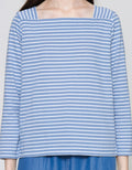 Connexion Stripe Square Neck Rib Women's Long Sleeve T-Shirt