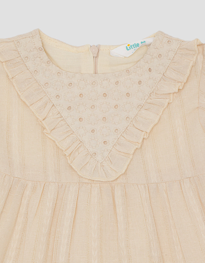 Little M Tekstur With Embro Lace Midi Dress Anak Perempuan