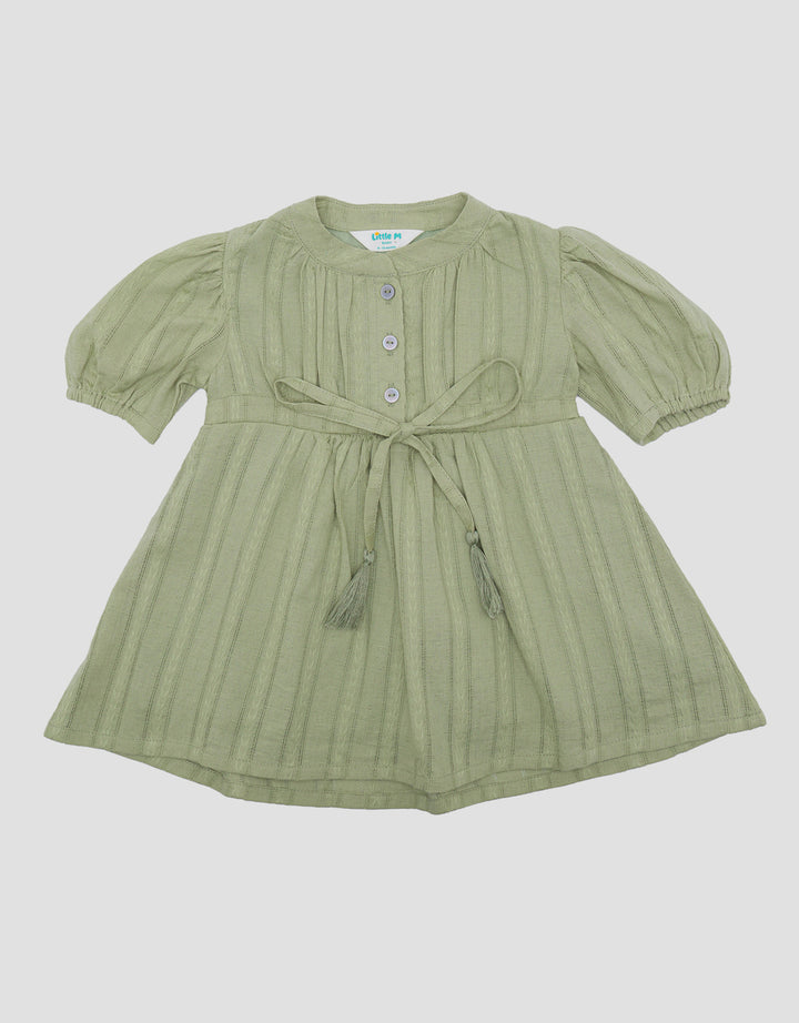 Little M Tesktur With Drawstring Midi Dress Anak Perempuan