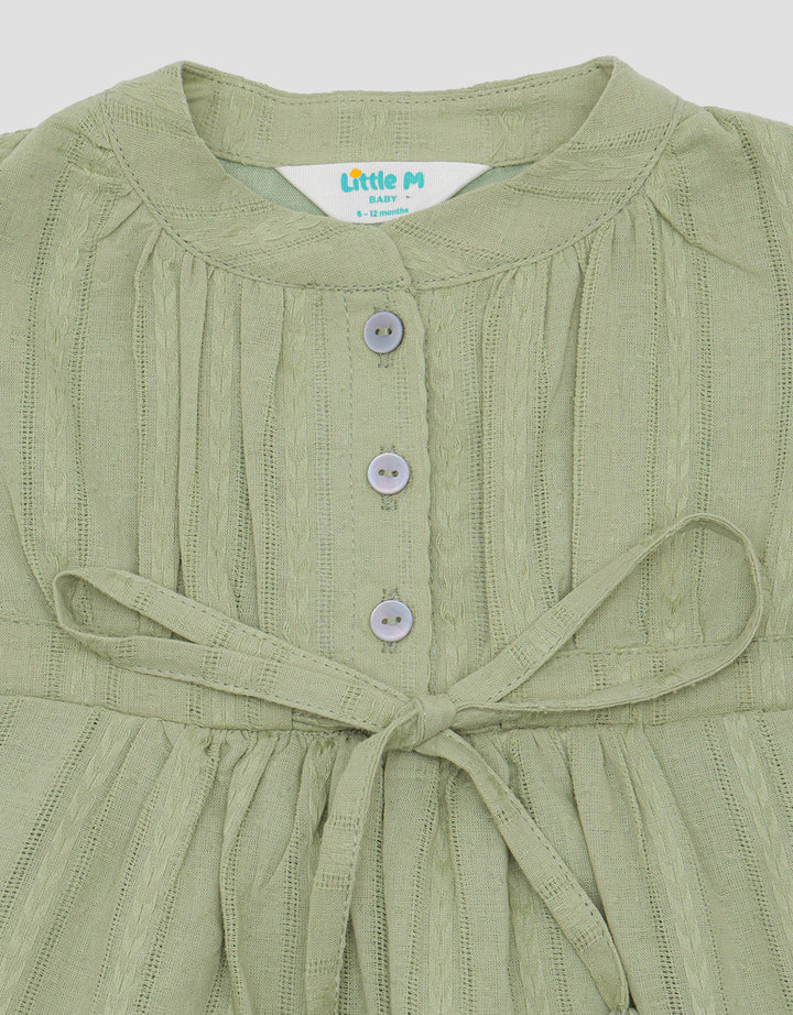 Little M Tesktur With Drawstring Midi Dress Anak Perempuan