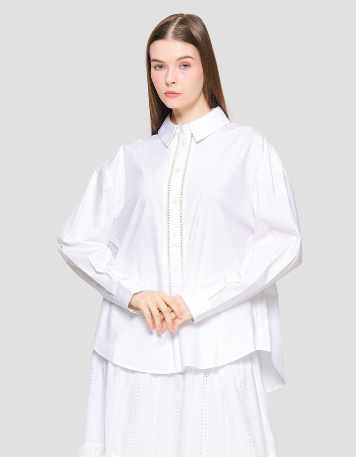 Suko Eyelet Kemeja  Lengan Panjang Wanita
