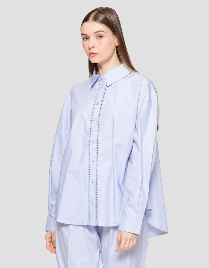 Suko Eyelet Kemeja  Lengan Panjang Wanita