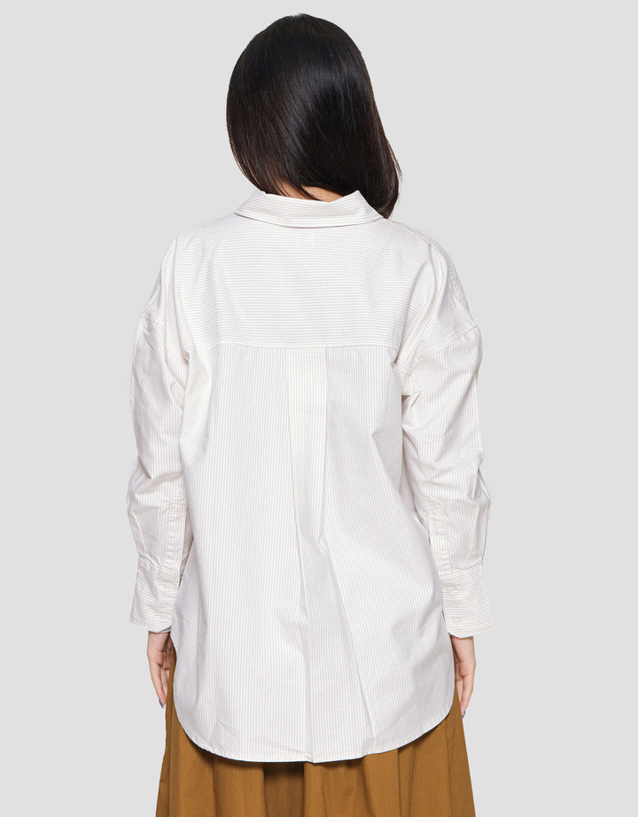 Suko Striped Kemeja Oxford Oversized Wanita