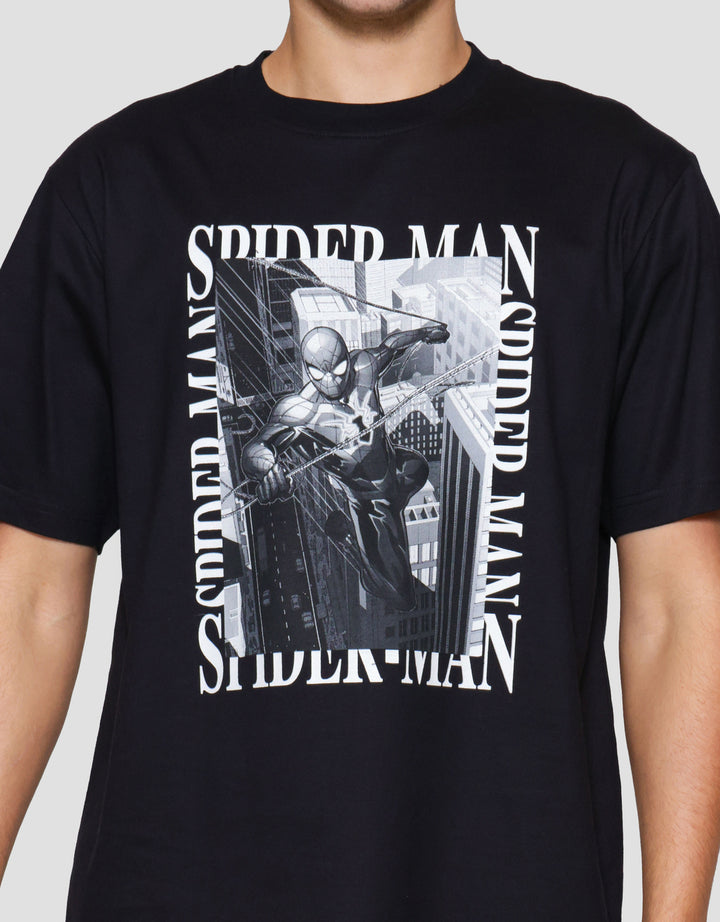 Marvel Spiderman On Top Of The City Photoprint Kaos Pria