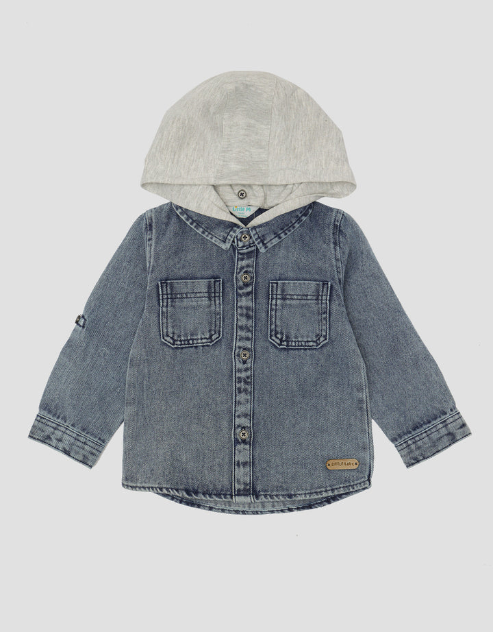Little M Hoodie Denim Kemeja Anak Laki-laki