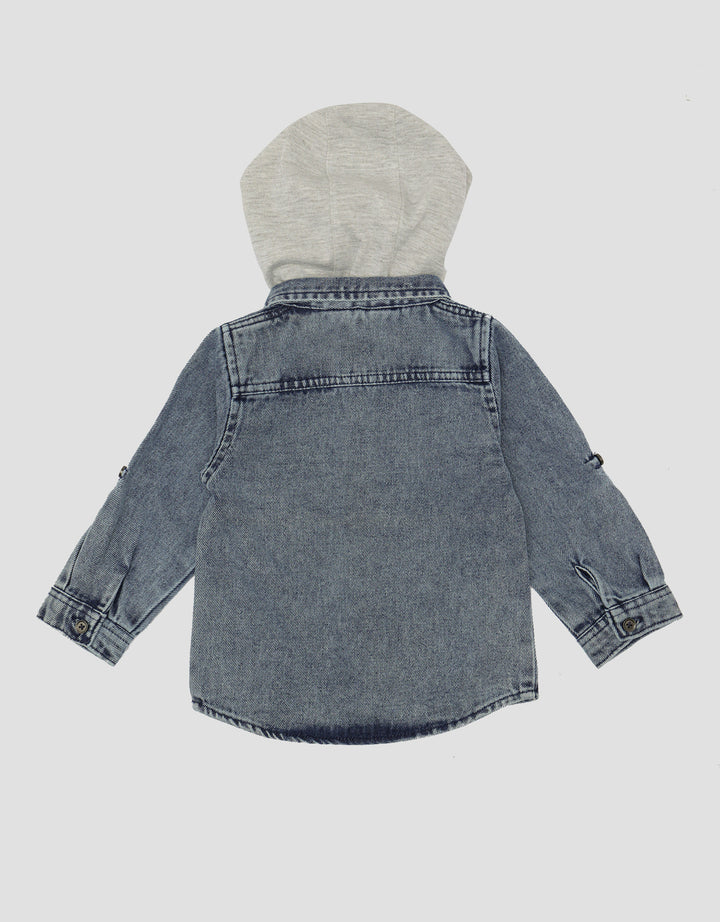 Little M Hoodie Denim Kemeja Anak Laki-laki
