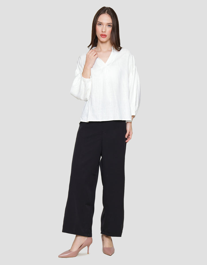 St. Yves Notch Collar Linen Relaxed Blouse for Women