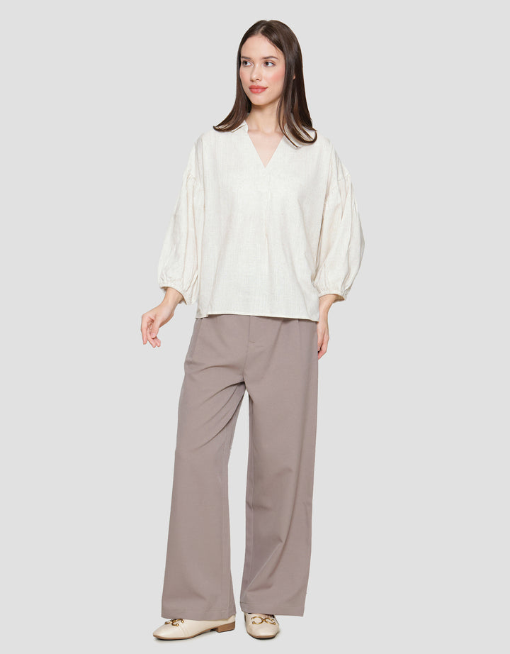 St. Yves Notch Collar Linen Relaxed Blouse for Women