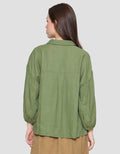 St. Yves Notch Collar Linen Relaxed Blouse for Women