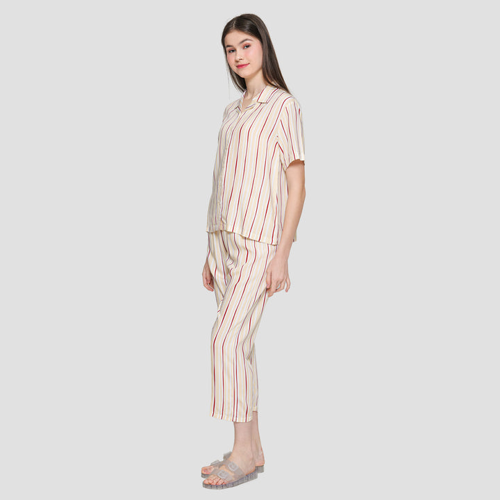 Nevada Stripe Arpicot Baju Tidur Set Wanita