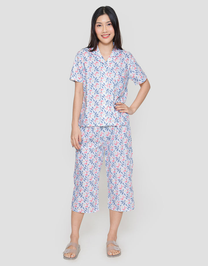 St. Yves Blue Flower Setelan Piyama Wanita