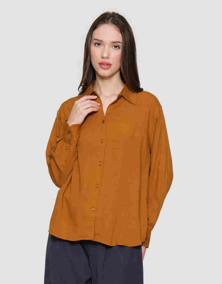 Nevada Regular Rayon Slub Kemeja Lengan Panjang Wanita