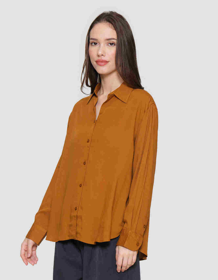 Nevada Regular Rayon Slub Kemeja Lengan Panjang Wanita