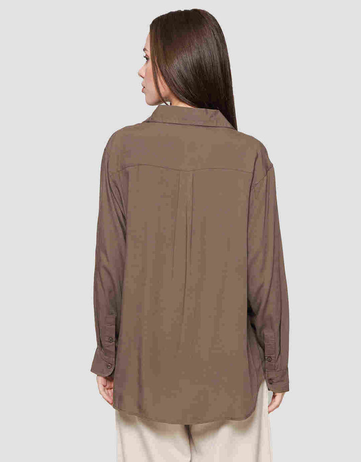 Nevada Regular Rayon Slub Kemeja Lengan Panjang Wanita