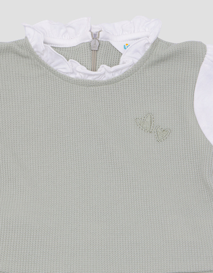 Little M Waffle Pakaian Setelan Anak Perempuan