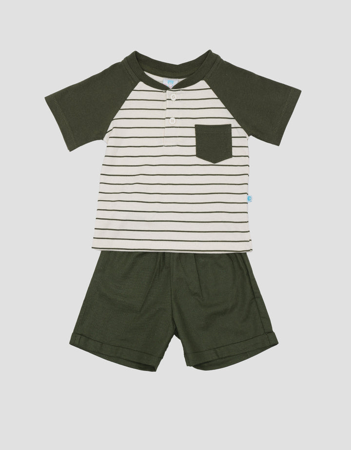 Pipiniko Raglan With Stripe Short Woven Boys Clothes Set