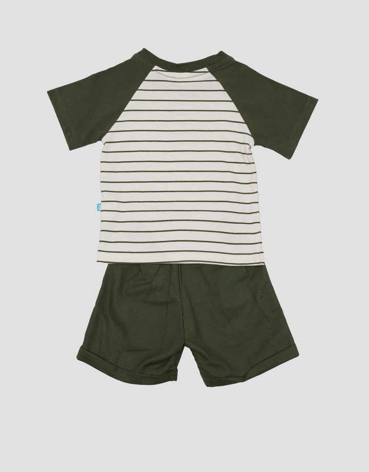 Pipiniko Raglan With Stripe Short Woven Boys Clothes Set
