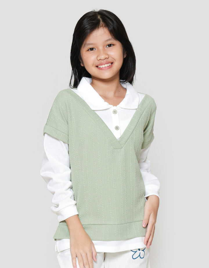 Nevada Boxy Knit 2 Pcs Look Alike Sweater Anak Perempuan