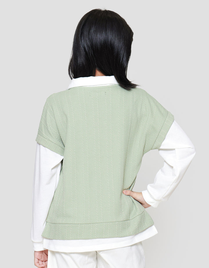 Nevada Boxy Knit 2 Pcs Look Alike Sweater Anak Perempuan