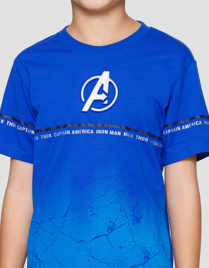 Marvel Avenger Logo Half Embro Marble Emboss Kaos Anak Laki-laki