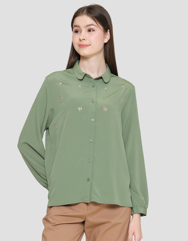 Connexion Neck Crinkle Kemeja Wanita