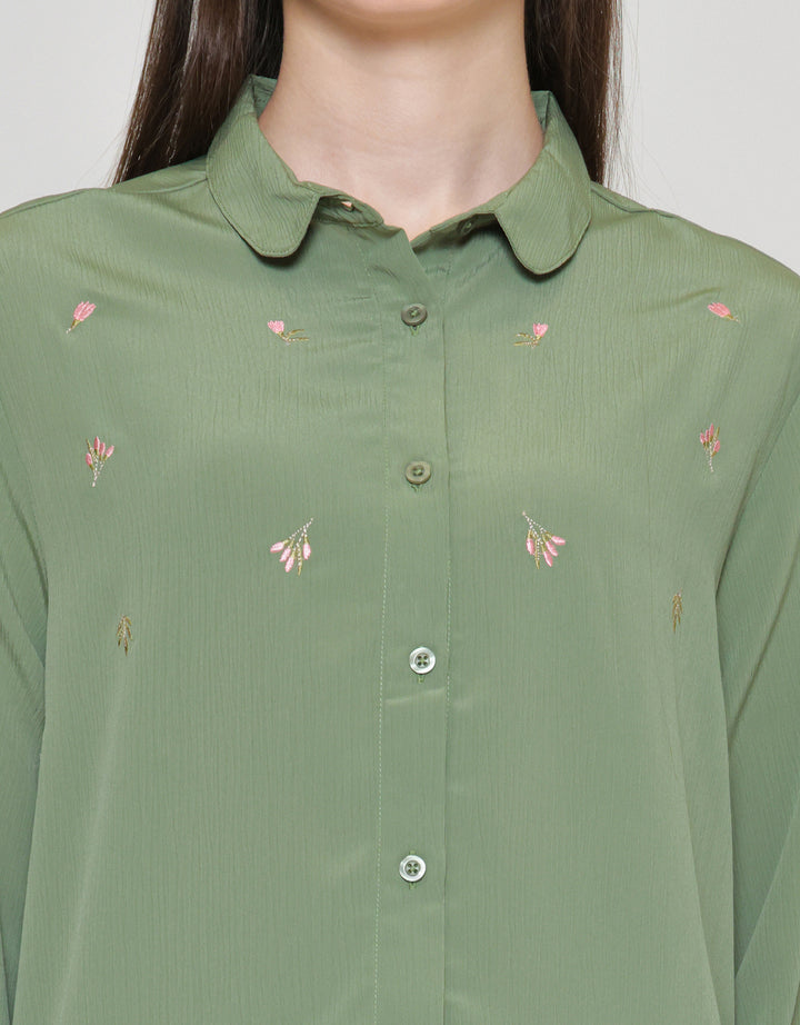 Connexion Neck Crinkle Kemeja Wanita