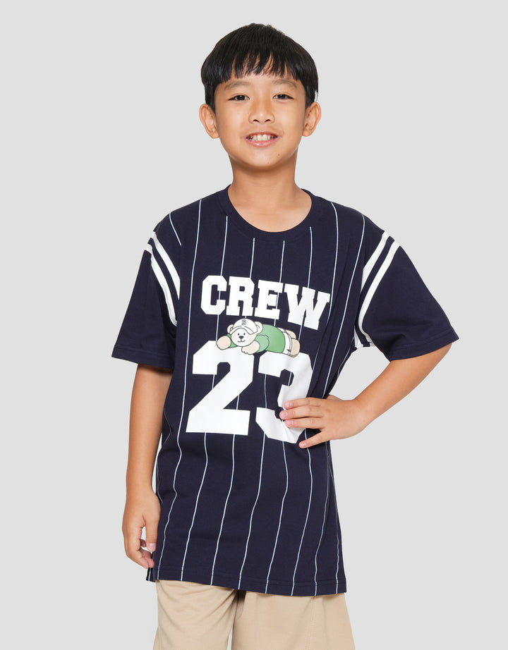 Nevada Salur Crew Bear Kaos Lengan Pendek Anak Laki-Laki