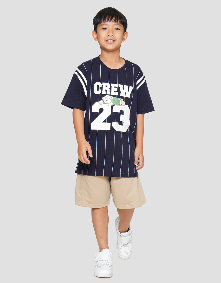 Nevada Salur Crew Bear Kaos Lengan Pendek Anak Laki-Laki