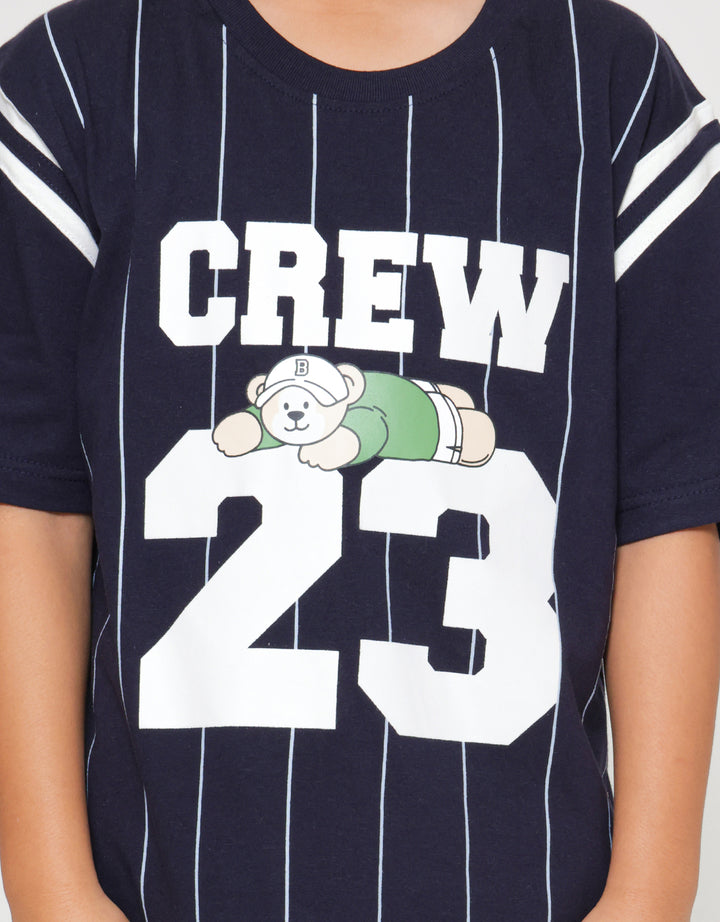 Nevada Salur Crew Bear Kaos Lengan Pendek Anak Laki-Laki
