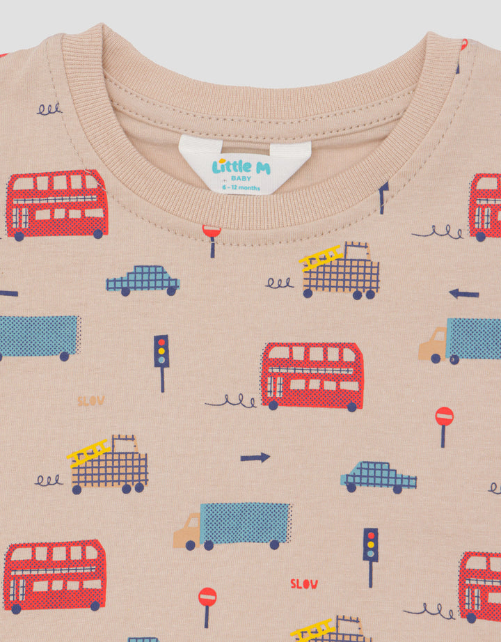 Little M Bus Double Deker Pakaian Setelan Anak Laki-laki