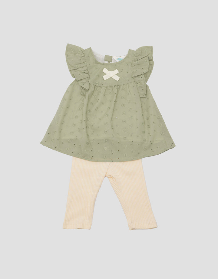 Little M 2 Pcs Tekstur Baju Set Bayi Perempuan
