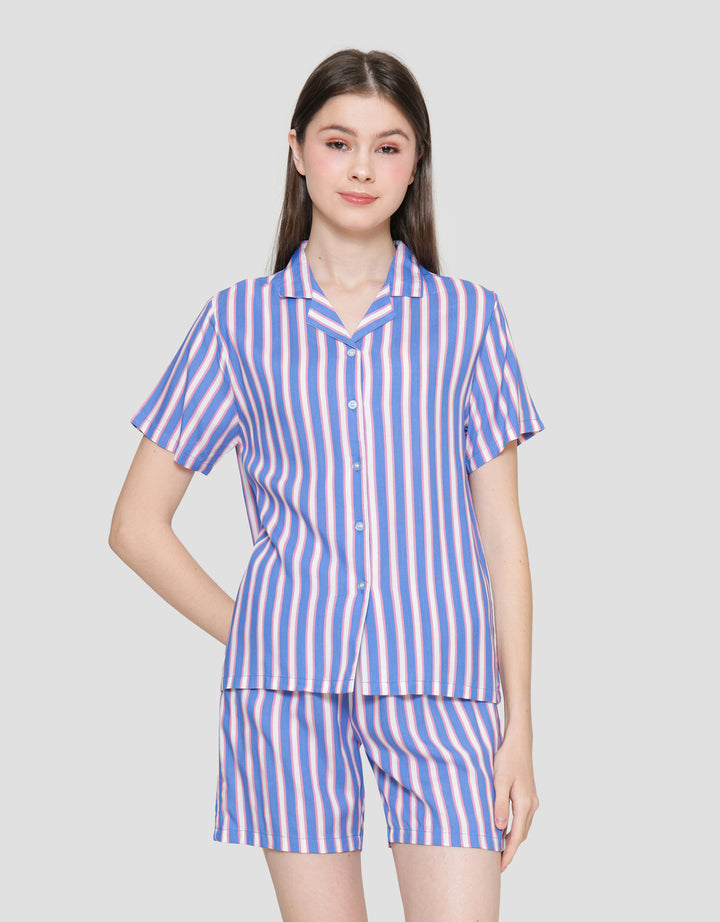 Nevada Stripe Mix Baju Tidur Pendek Setelan Wanita