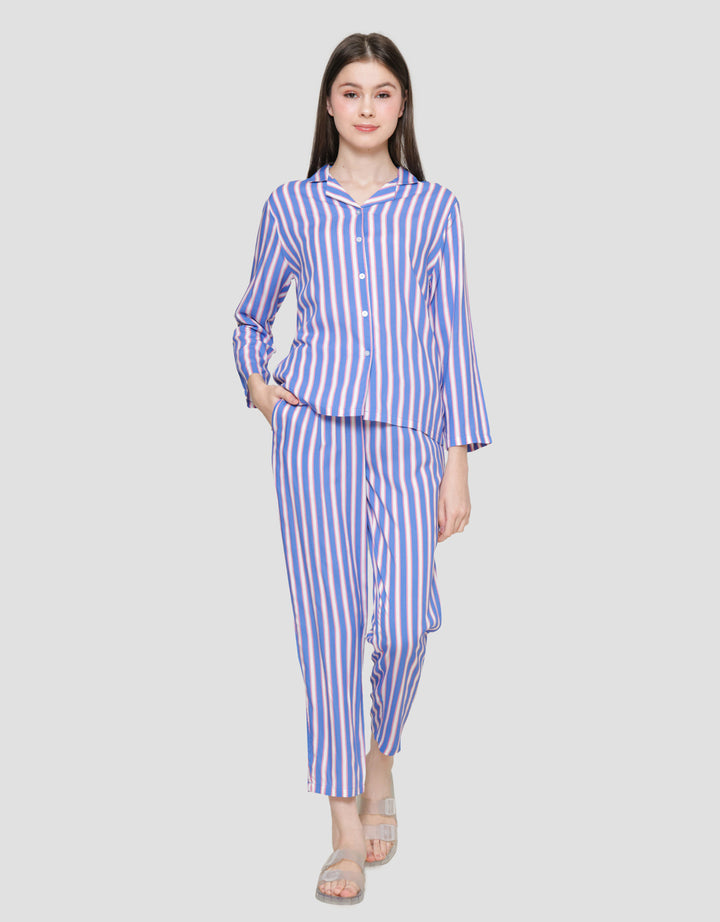 Nevada Stripe Mix Baju Tidur Set Wanita